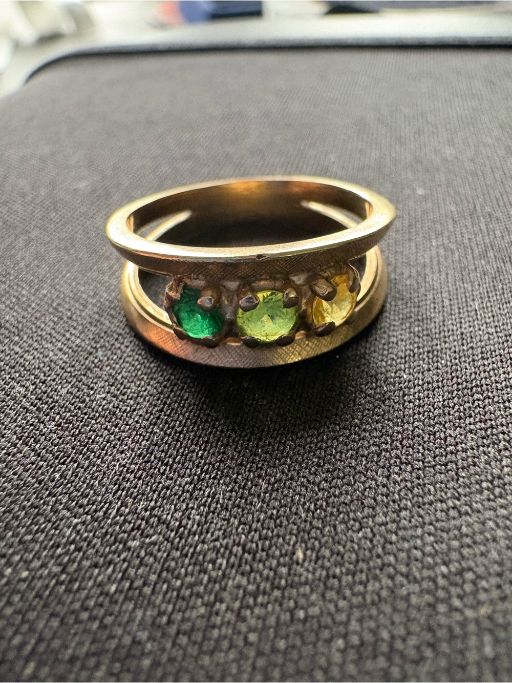 Vintage Signed Krementz 14K Yellow Gold Multi-Gemstone Band Ring